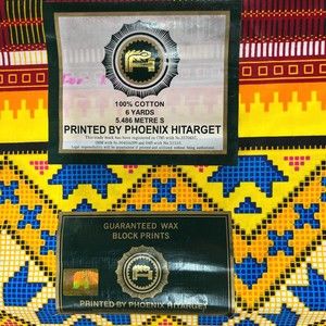 Phoenix Hitarget Wax Fabric Block Print 6 yards red blue yellow NEW material